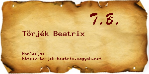 Törjék Beatrix névjegykártya